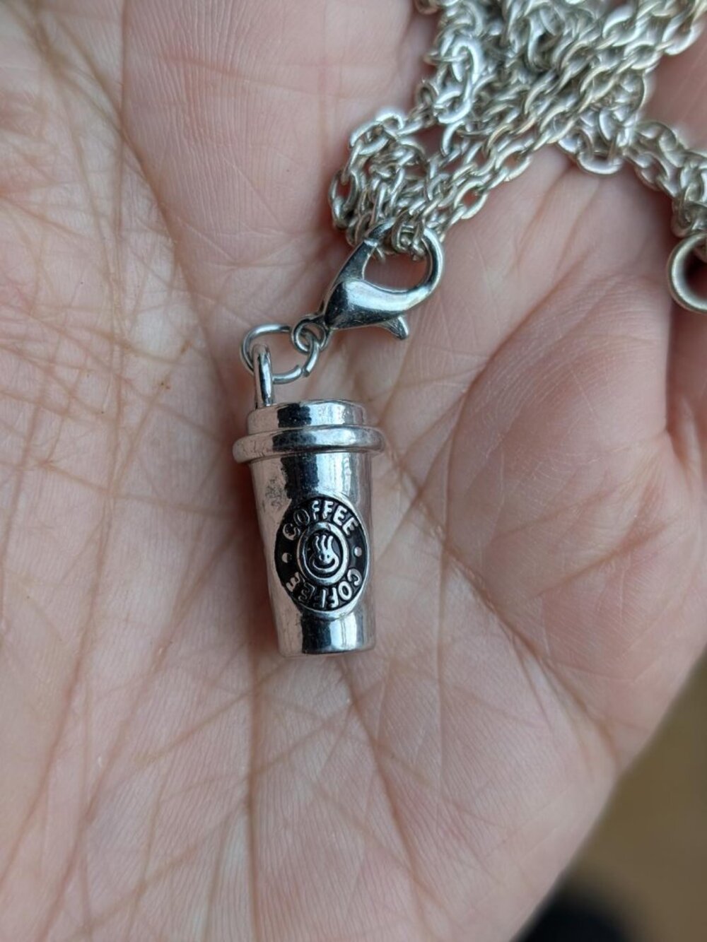 Cute Silver Toned Coffee Removable Cup Pendant/Charm Necklace